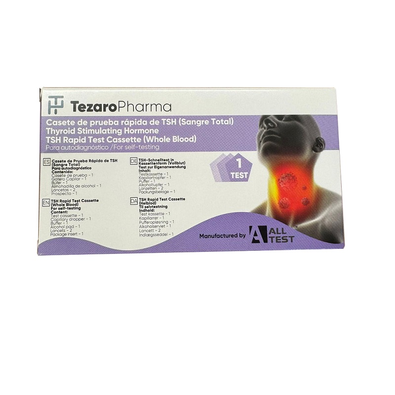 Test de TSH (Hormona Estimulante de la Tiroides) de Detección Rápida en Sangre de Tezaro Pharma AllTest - 1 Prueba