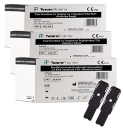 Tiras Reactivas para Pruebas de CT o HDL o TG con Tubos de Transferencia Capilar de 10 μl de Tezaro Pharma - Caja 25 Unidades (25 Tiras + 25 Tubos)